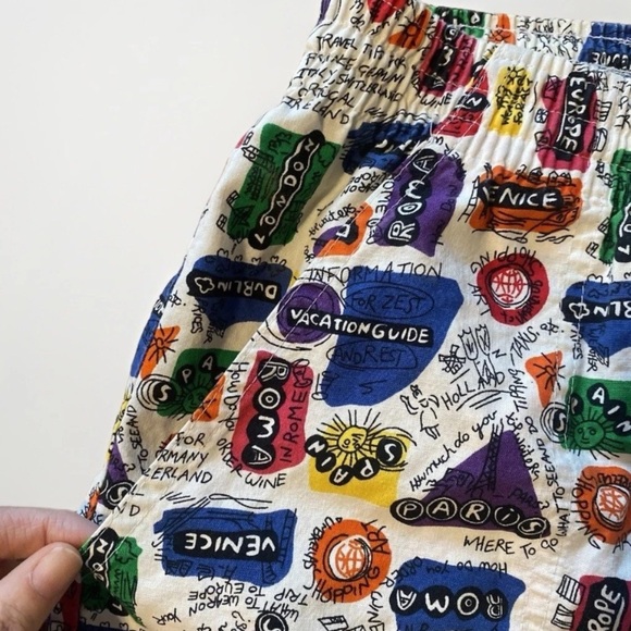 Vintage 1980s Shorts Tourist Travel Novelty Print Mens's High Waisted Jantzen - Picture 4 of 7